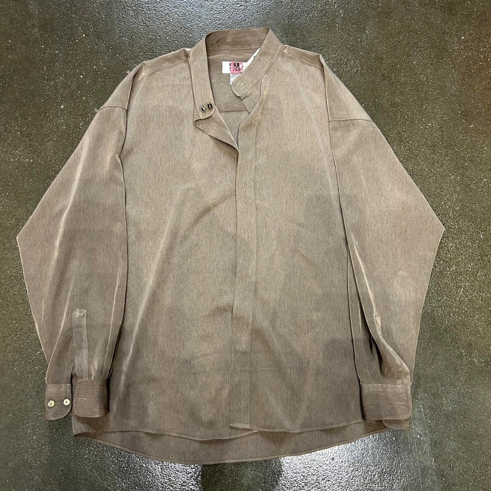 Vintage City Streets Tan and Brown Size XL Button Up Blouse